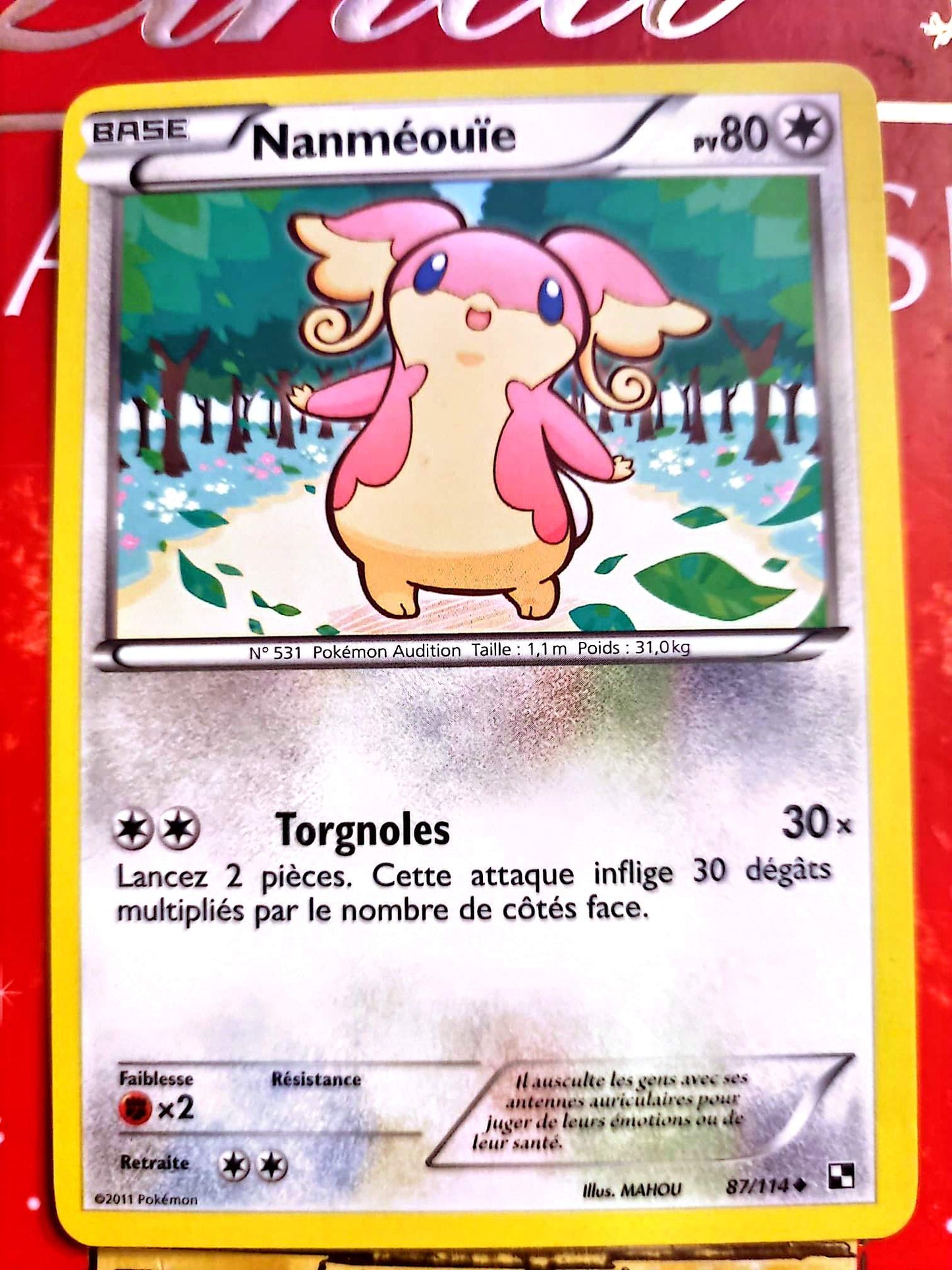 Carte Pokémon Nanméoüie 87/114 – PV 80 – Pokémon Normal – Version française – Carte à l’unité