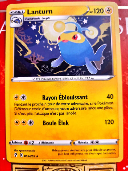 Carte Pokémon Lanturn 053/203 – Pokémon Lumière – Carte Officielle Française