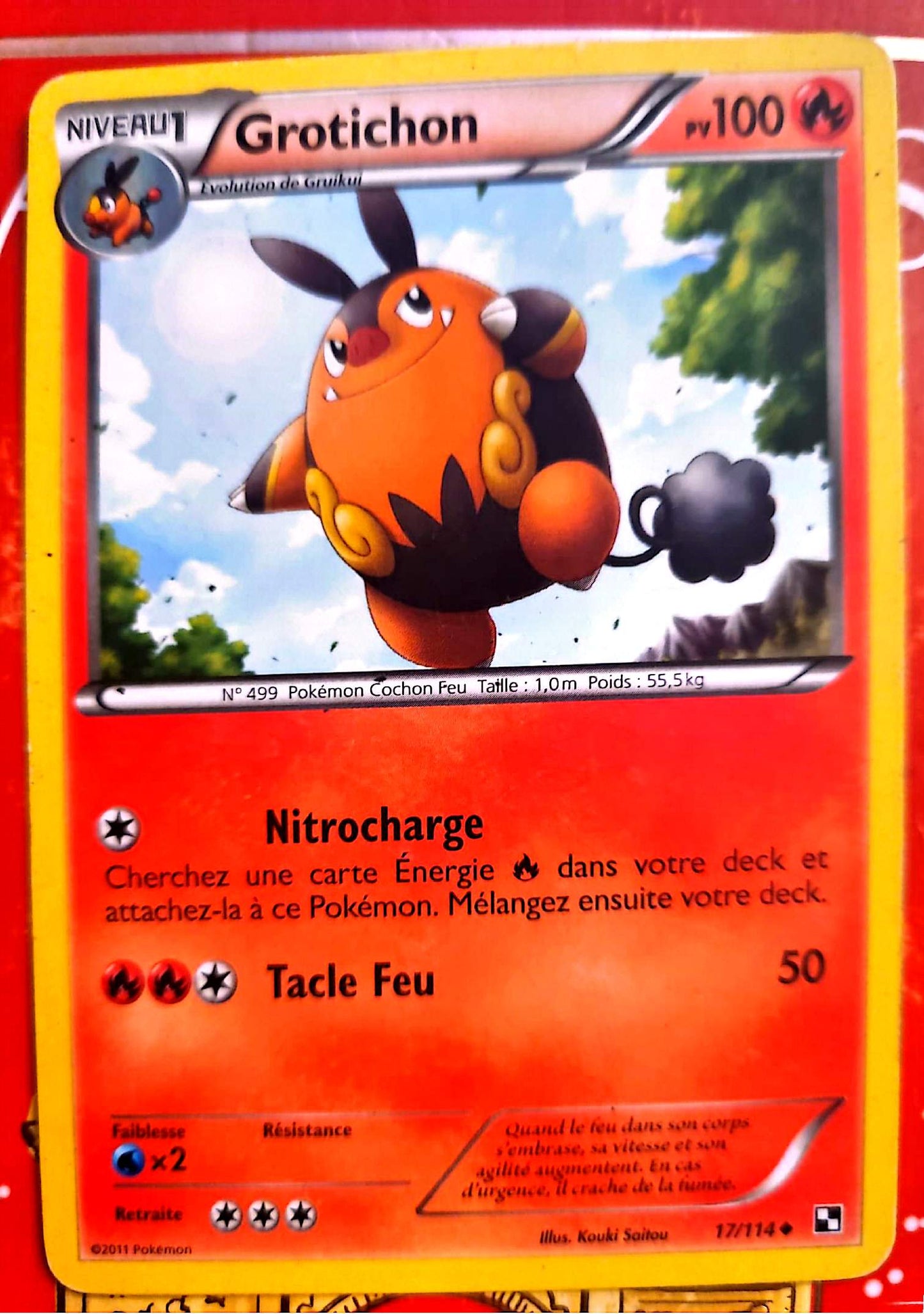 Carte Pokémon Grotichon 17/114 – Pokémon Cochon Feu – Carte Officielle Française