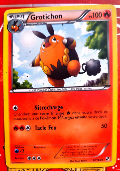Pignite Pokémon Card 17/114 – Fire Pig Pokémon – Official French Card