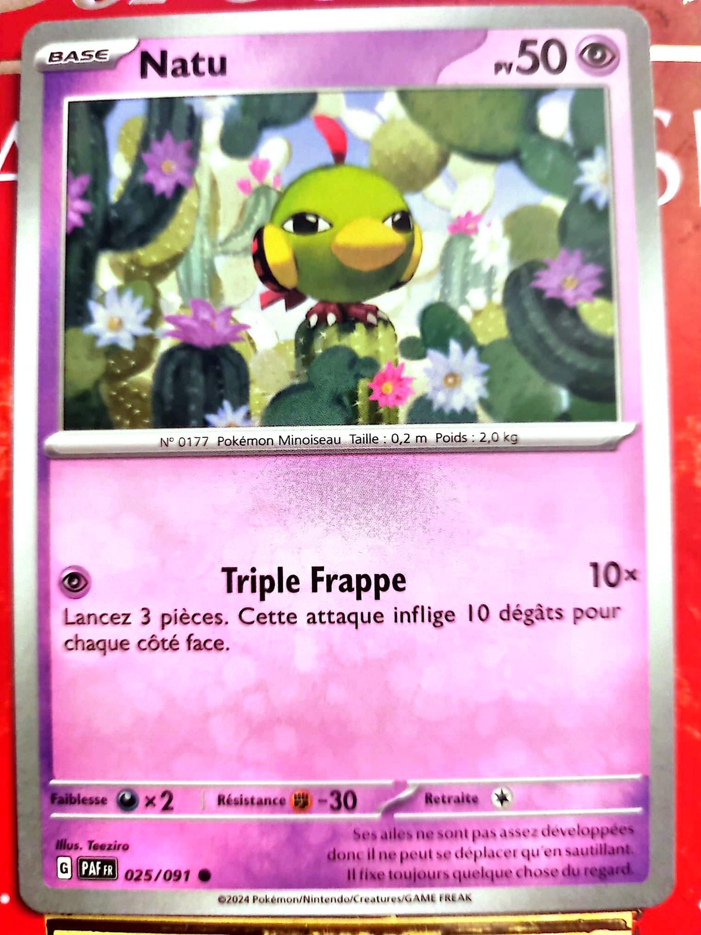 Carte Pokémon Natu 025/091 – PV 50 – Pokémon Psy – Version française – Carte à l’unité