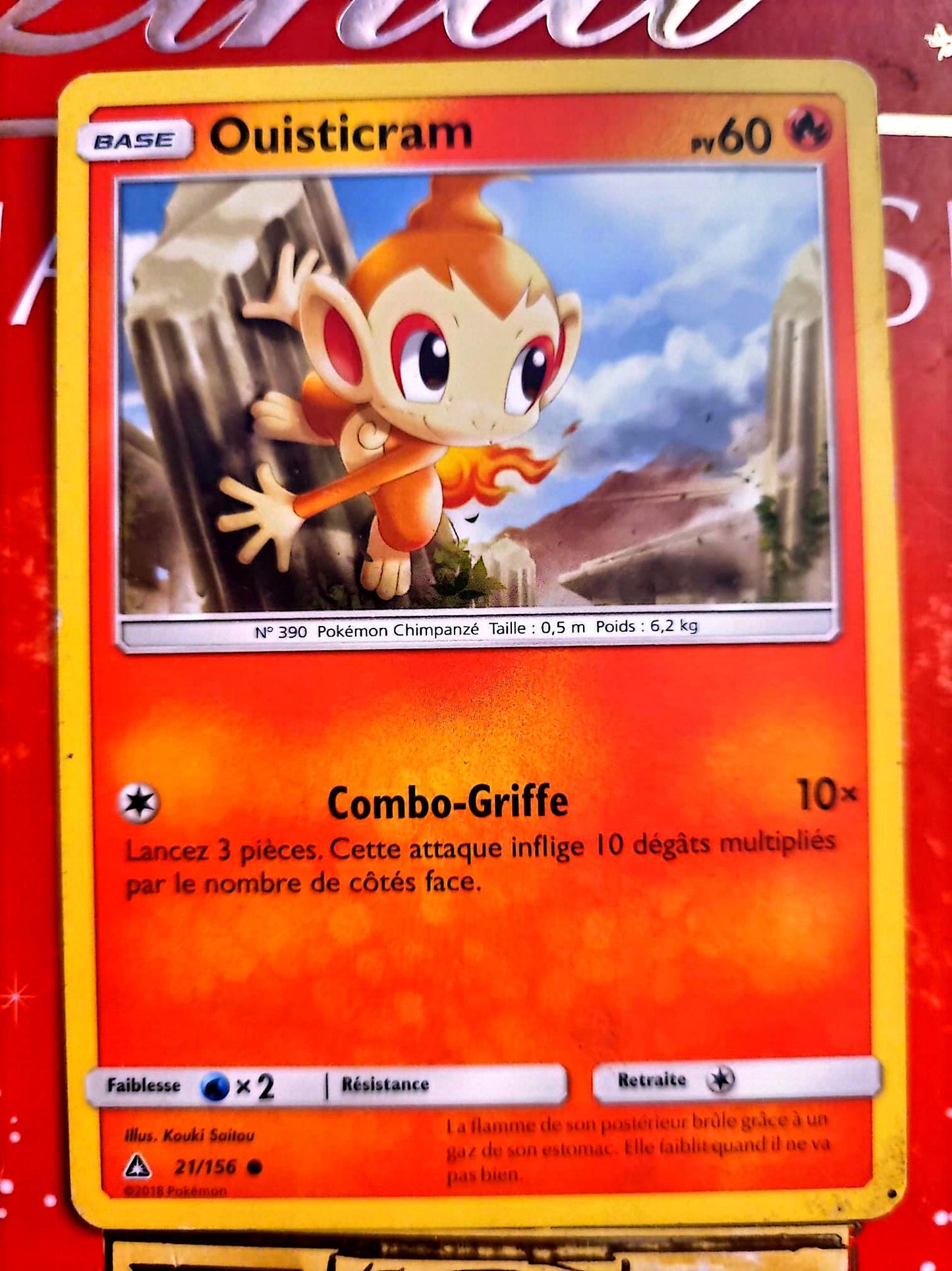 Carte Pokémon Ouisticram 21/156 – PV 60 – Pokémon Feu – Version française – Carte à l’unité