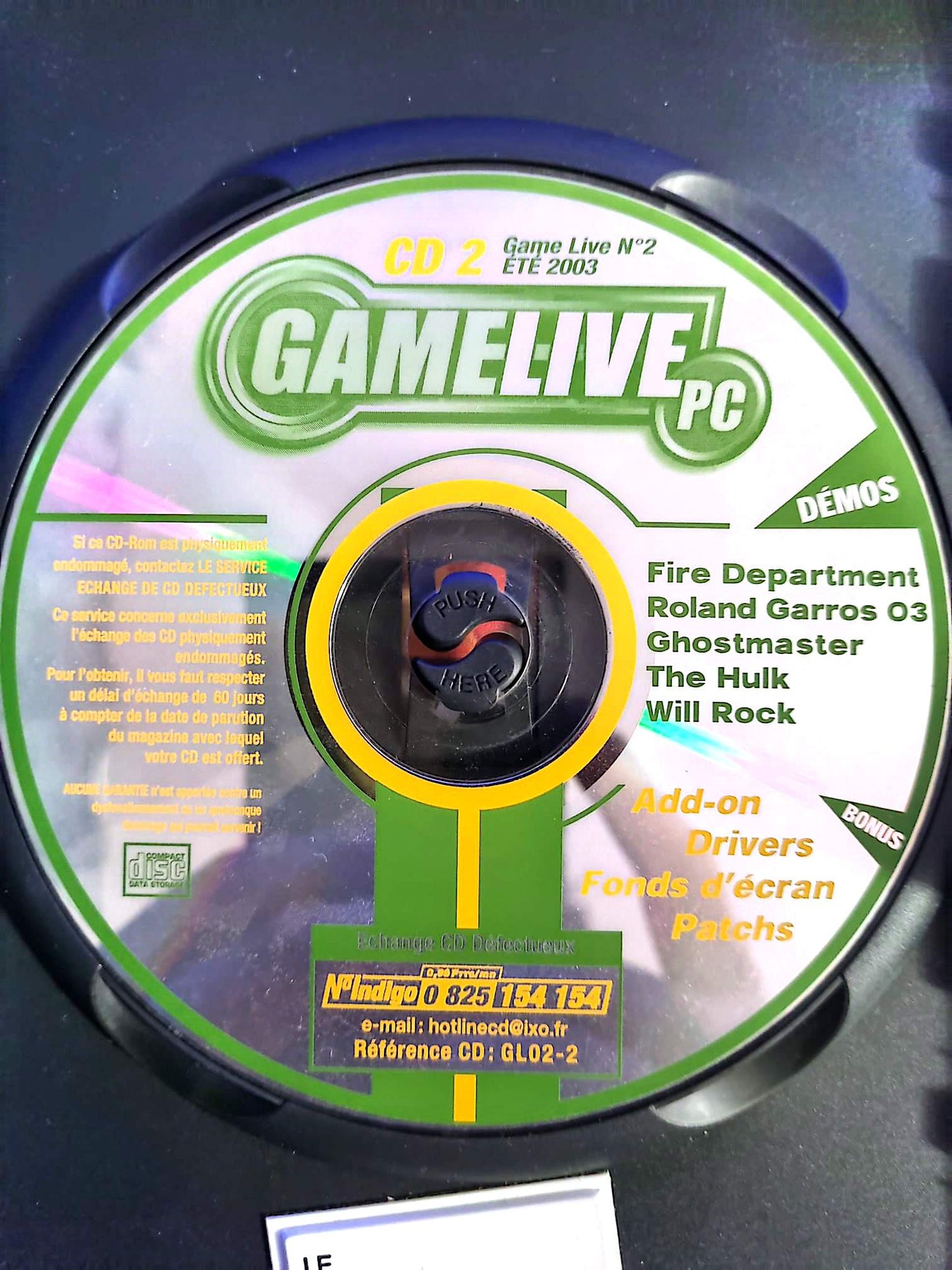 GameLive PC – CD 2 Démo Jeux – Été 2003 – CD-ROM seul