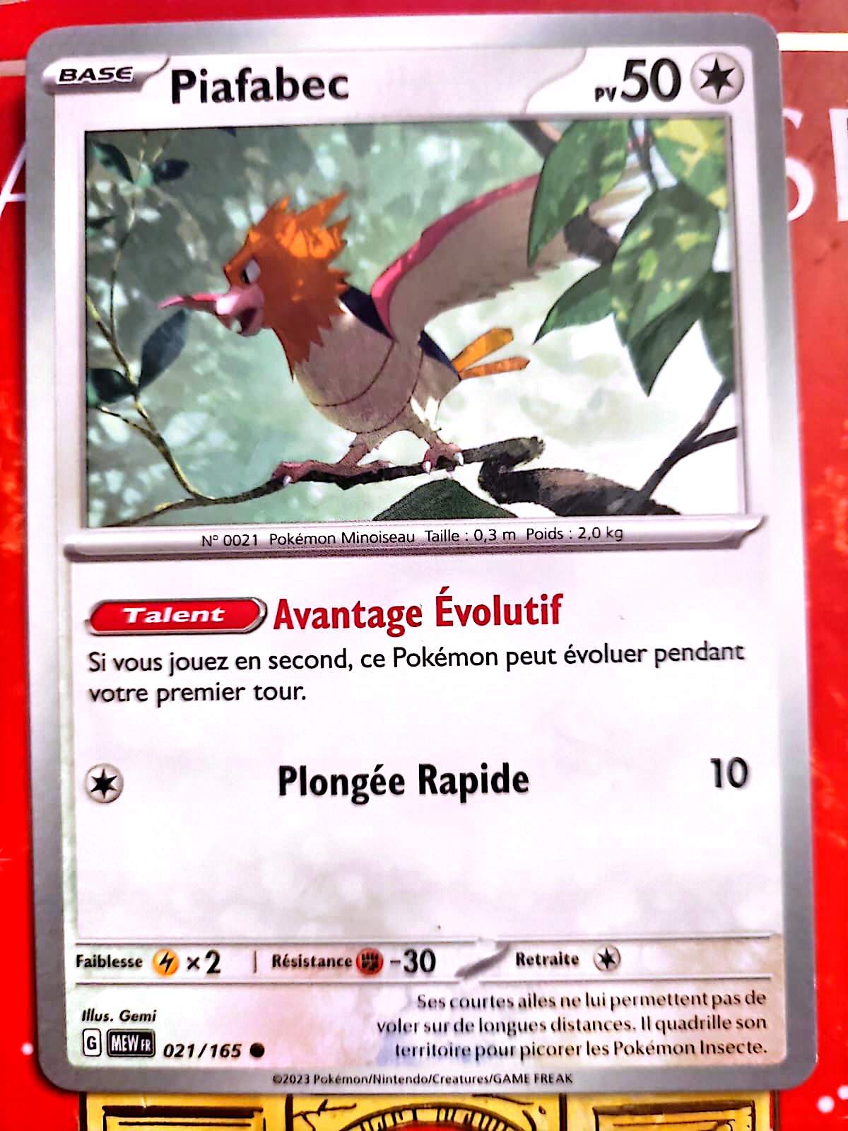 Carte Pokémon Piafabec 021/165 – Version française – Carte à l’unité