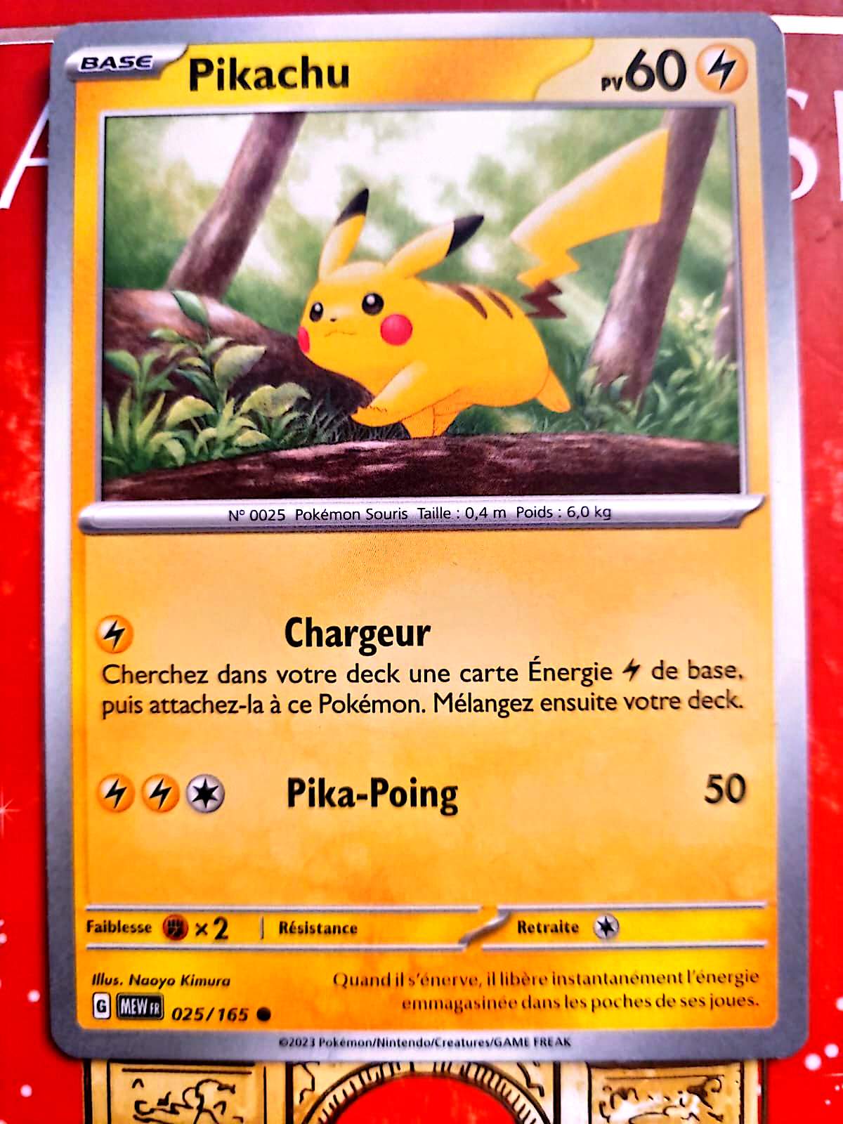Carte Pokémon Pikachu 025/165 – Version française – Carte à l’unité