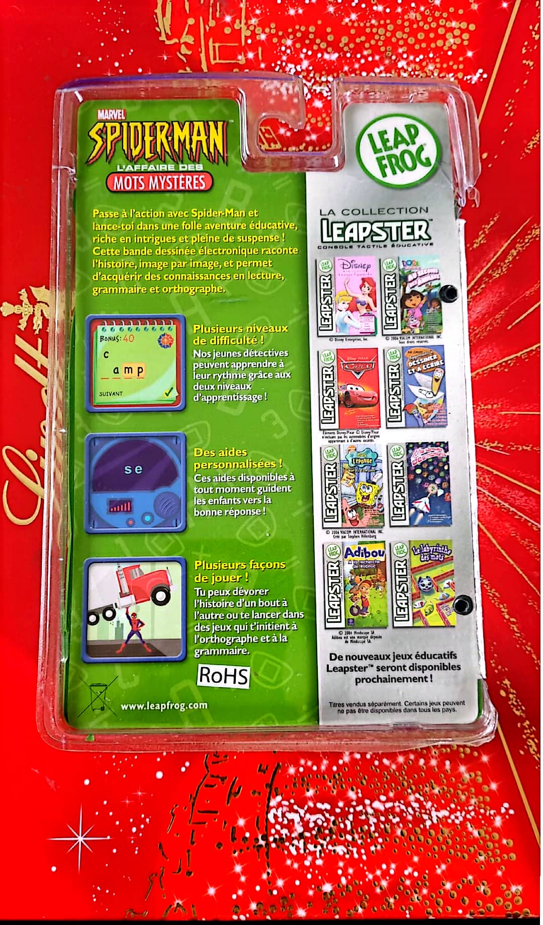 Jeu vidéo : Cartouche éducative LeapFrog Leapster – Spider-Man : L'affaire des mots mystères (6-8 ans, version française, apprentissage lecture et grammaire)