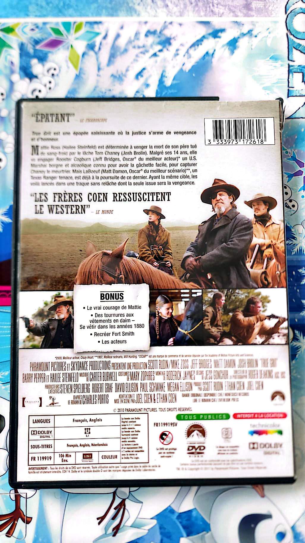 True Grit DVD Western Jeff Bridges Matt Damon Josh Brolin Version Française Anglaise