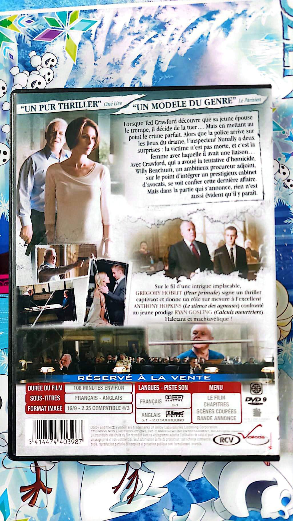 DVD La Faille – Anthony Hopkins Ryan Gosling – Thriller Policier Suspense – Film DVD Français Anglais