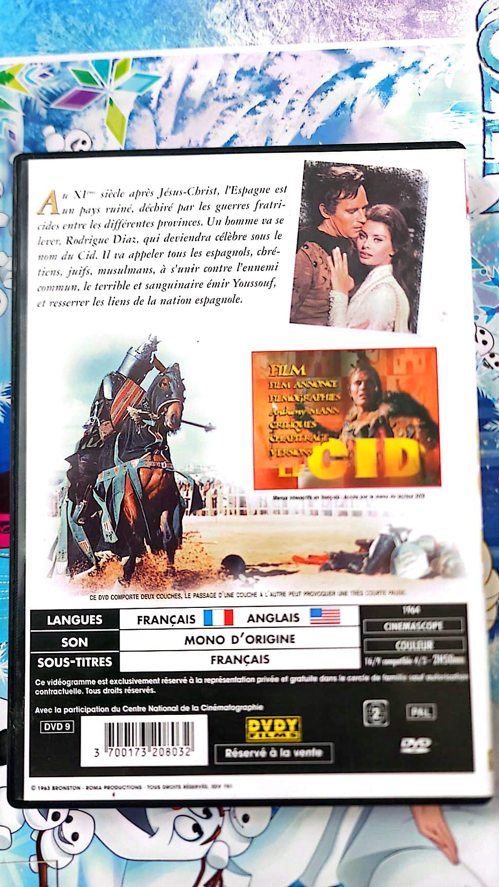 DVD Le Cid – Charlton Heston Sophia Loren – Film Historique Aventure Guerre Médiévale – DVD Français Anglais