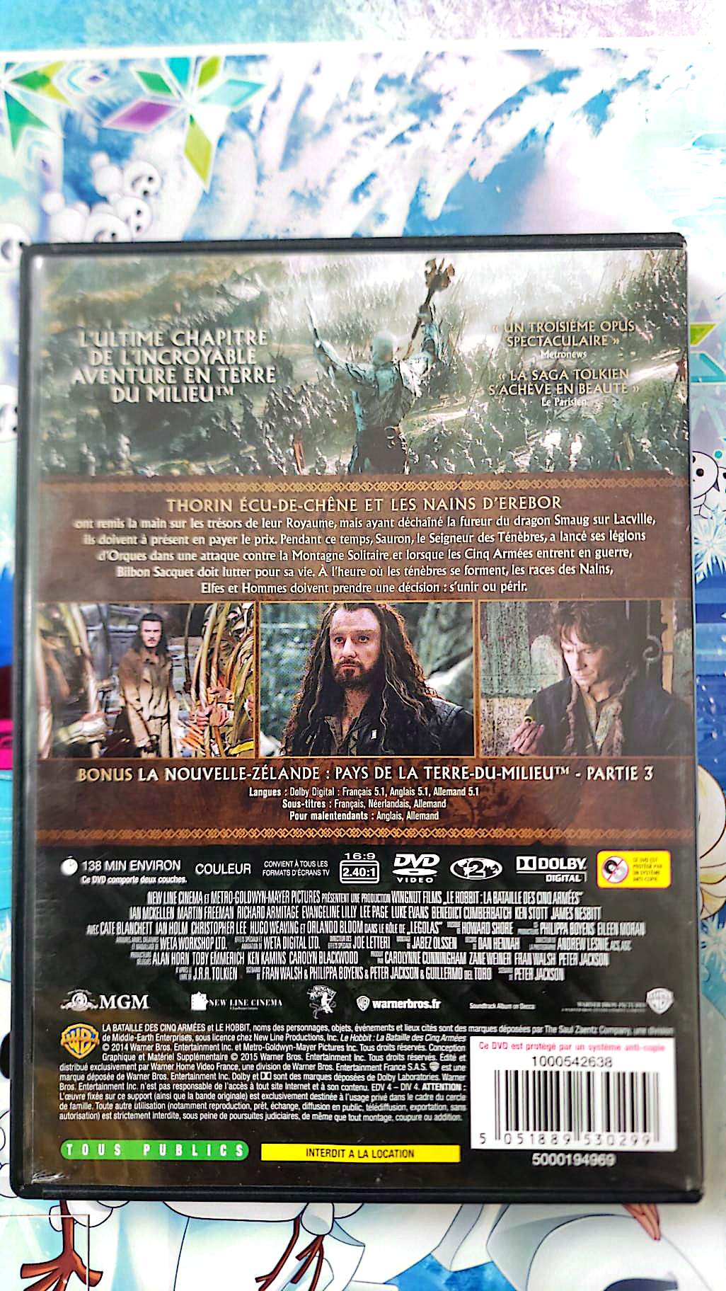 Le Hobbit La Bataille des Cinq Armées DVD Film Fantasy Aventure Terre du Milieu Peter Jackson Version Française