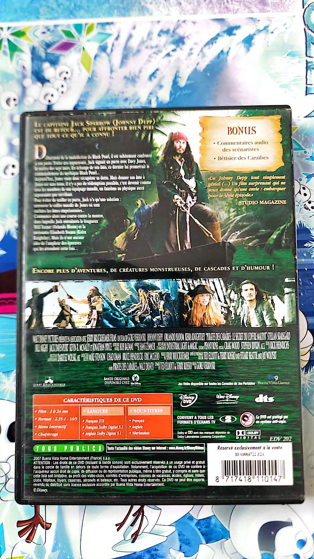 Pirates des Caraïbes Le Secret du Coffre Maudit DVD Johnny Depp Orlando Bloom Keira Knightley Film Aventure Fantasy Disney