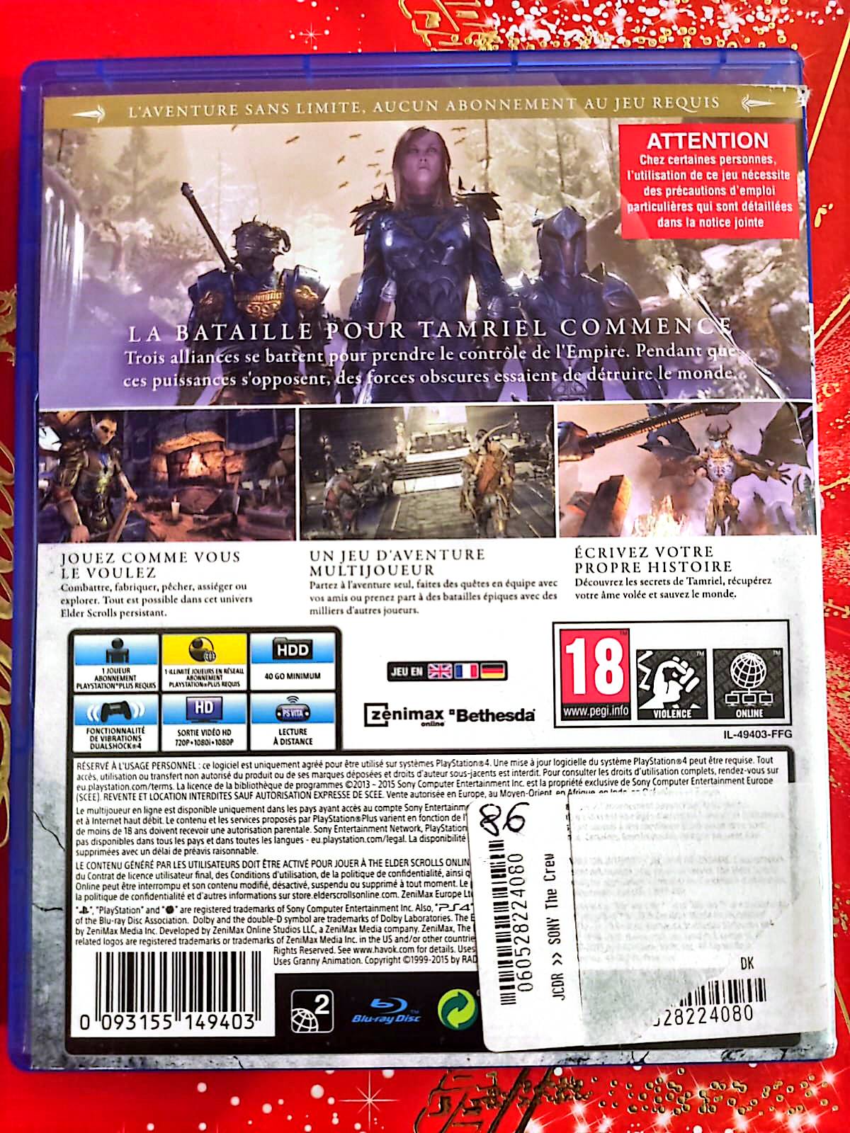 The Elder Scrolls Online Tamriel Unlimited – PS4 – Jeu vidéo RPG – Version française jeu ps4