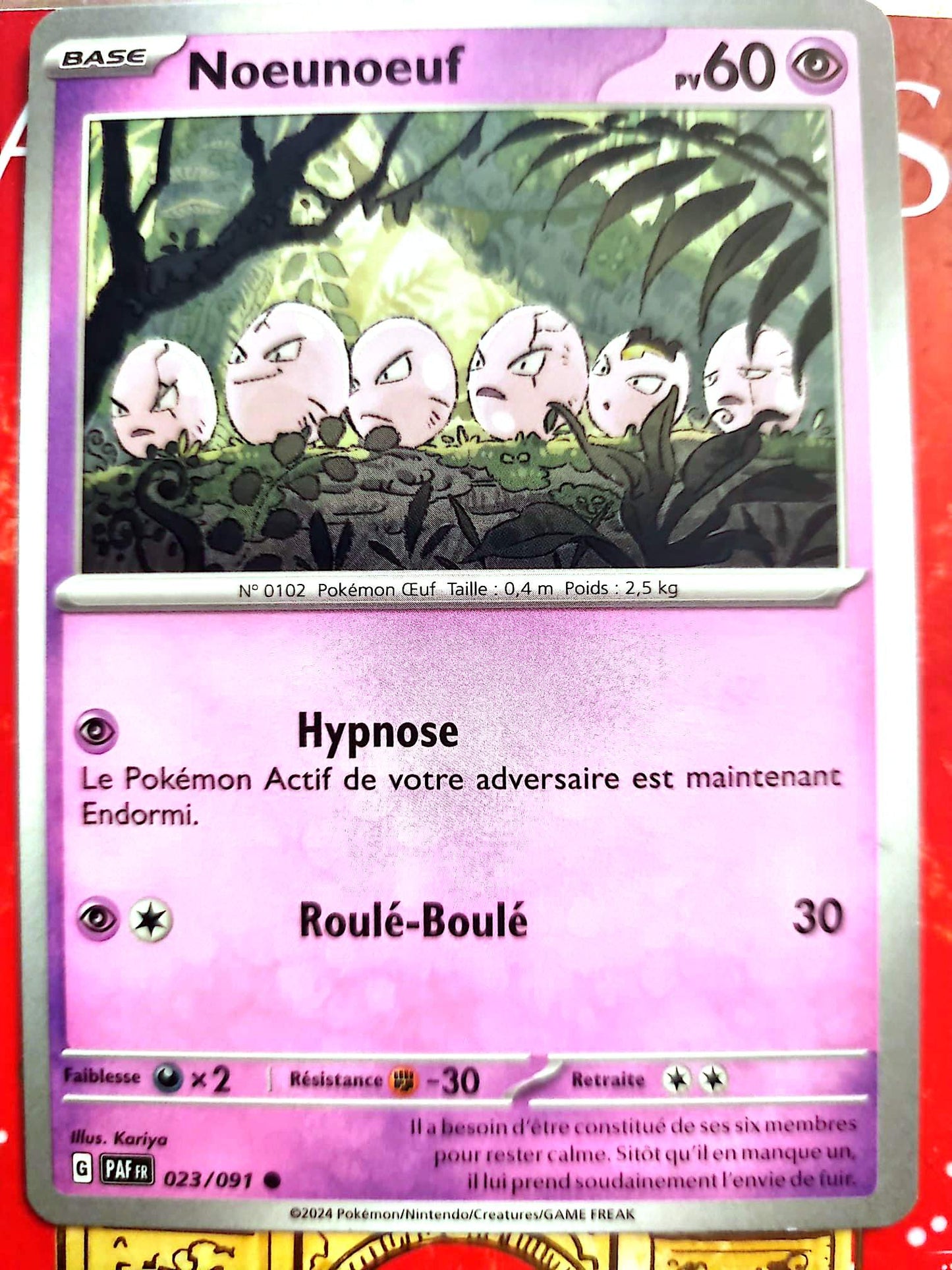 Carte Pokémon Noeunoeuf PV 60 – Base – Carte Officielle – Française