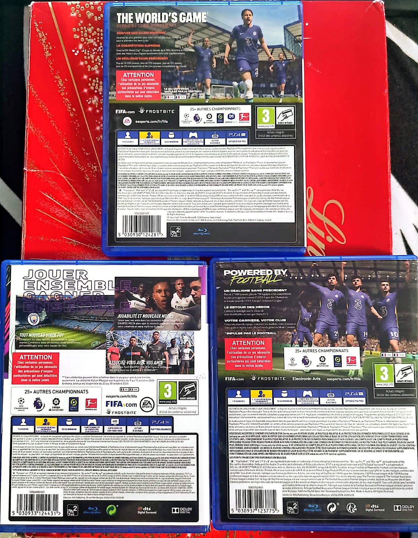 Lot 3 Jeux PS4 FIFA 21 + FIFA 22 + FIFA 23 – Football – Version Française – Disques Fonctionnels