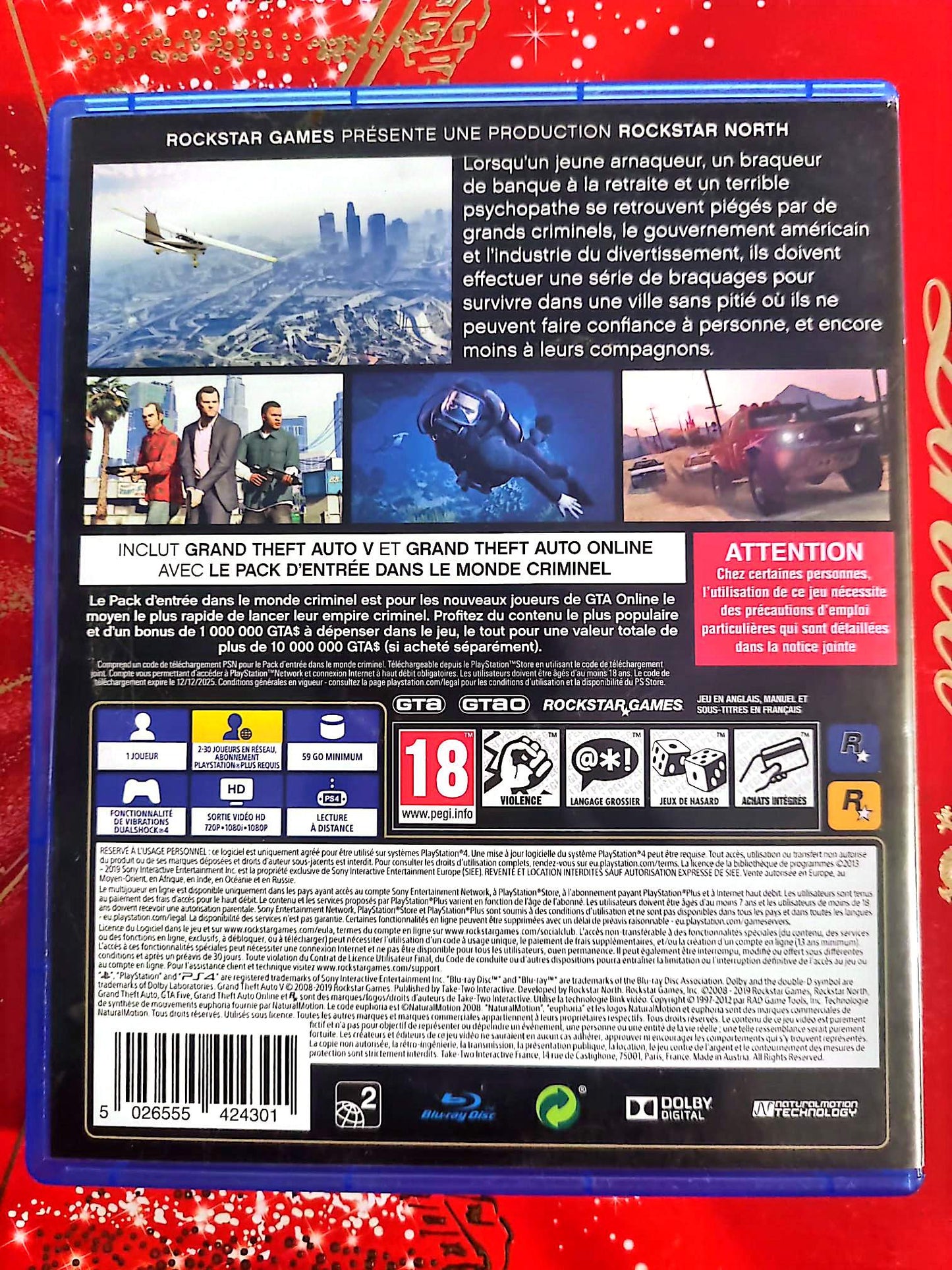 Grand Theft Auto V Édition Premium PS4 – Jeu vidéo PlayStation 4 – GTA 5 + GTA Online – Version physique – PEGI 18