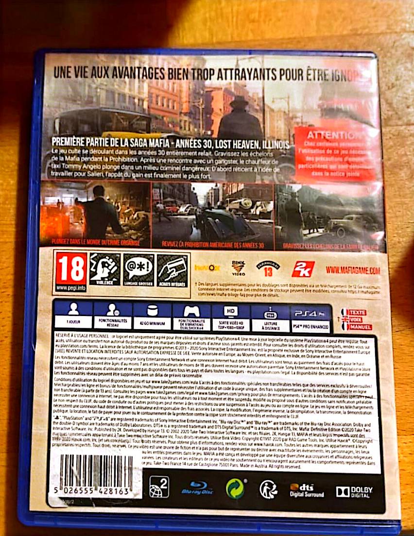 Jeu vidéo PS4 : mafia definitive edition ps4 (Mafia édition définitive ps4)