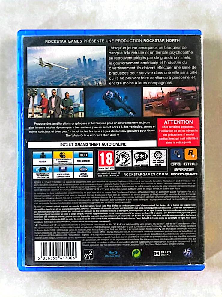 Jeu vidéo PS4 : grand theft auto v ps4 (Grand Theft Auto V sur PS4)