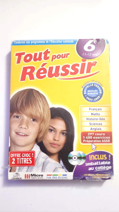 Tout pour Réussir 6e 2007–2008 – 2 CD-ROM PC – Imbattable au collège – Neuf
