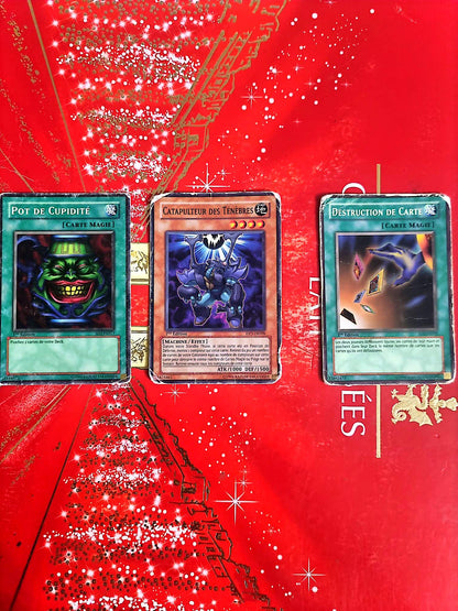 Set of 3 Official Konami Yu-Gi-Oh! Cards – Pot of Greed – Catapult Turtle – Card Destruction