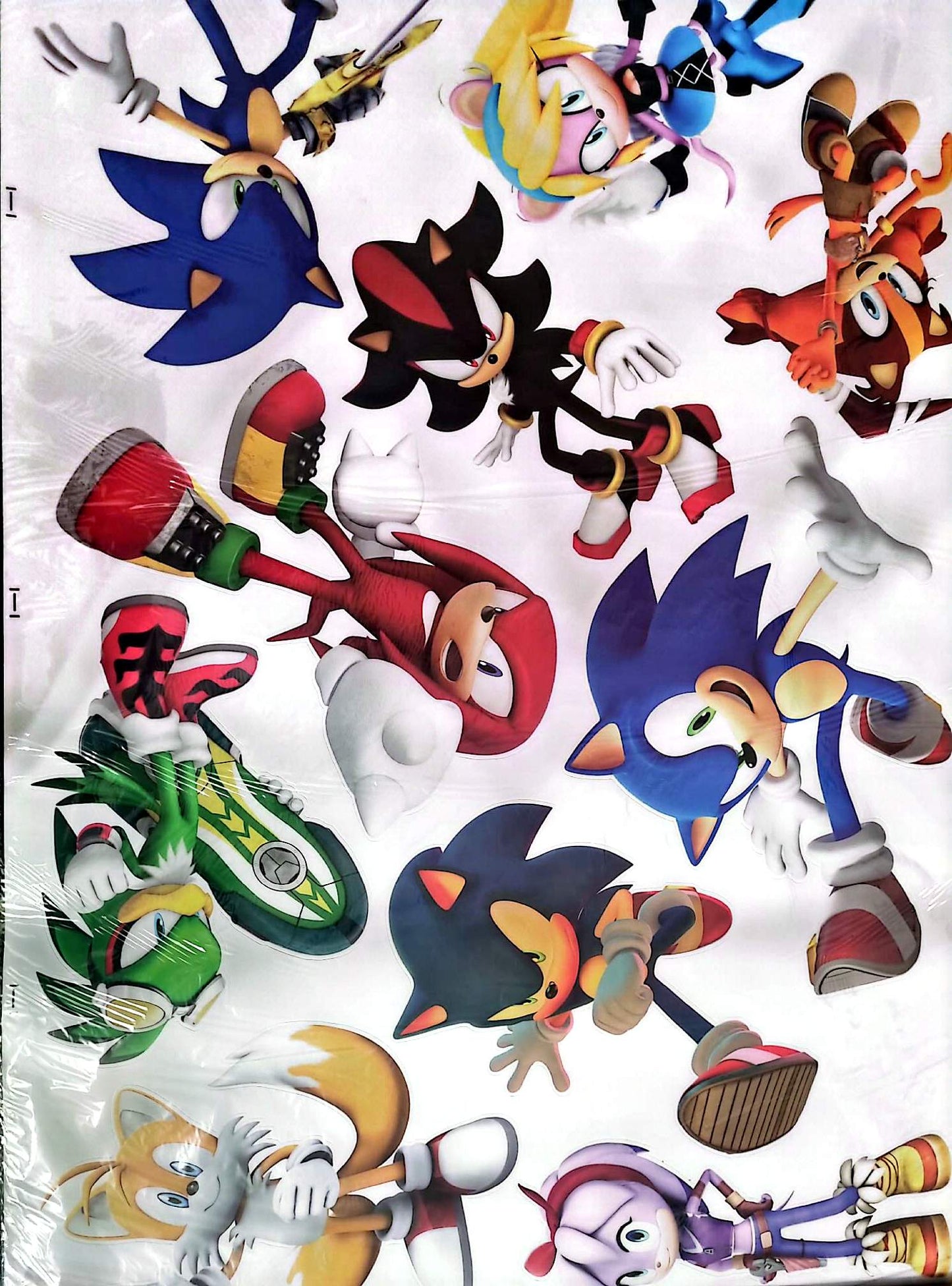 Planche de stickers muraux autocollants repositionnables Sonic the Hedgehog – 10 personnages – Stickers 25 à 29 cm – Décoration murale enfant – 90 x 60 cm