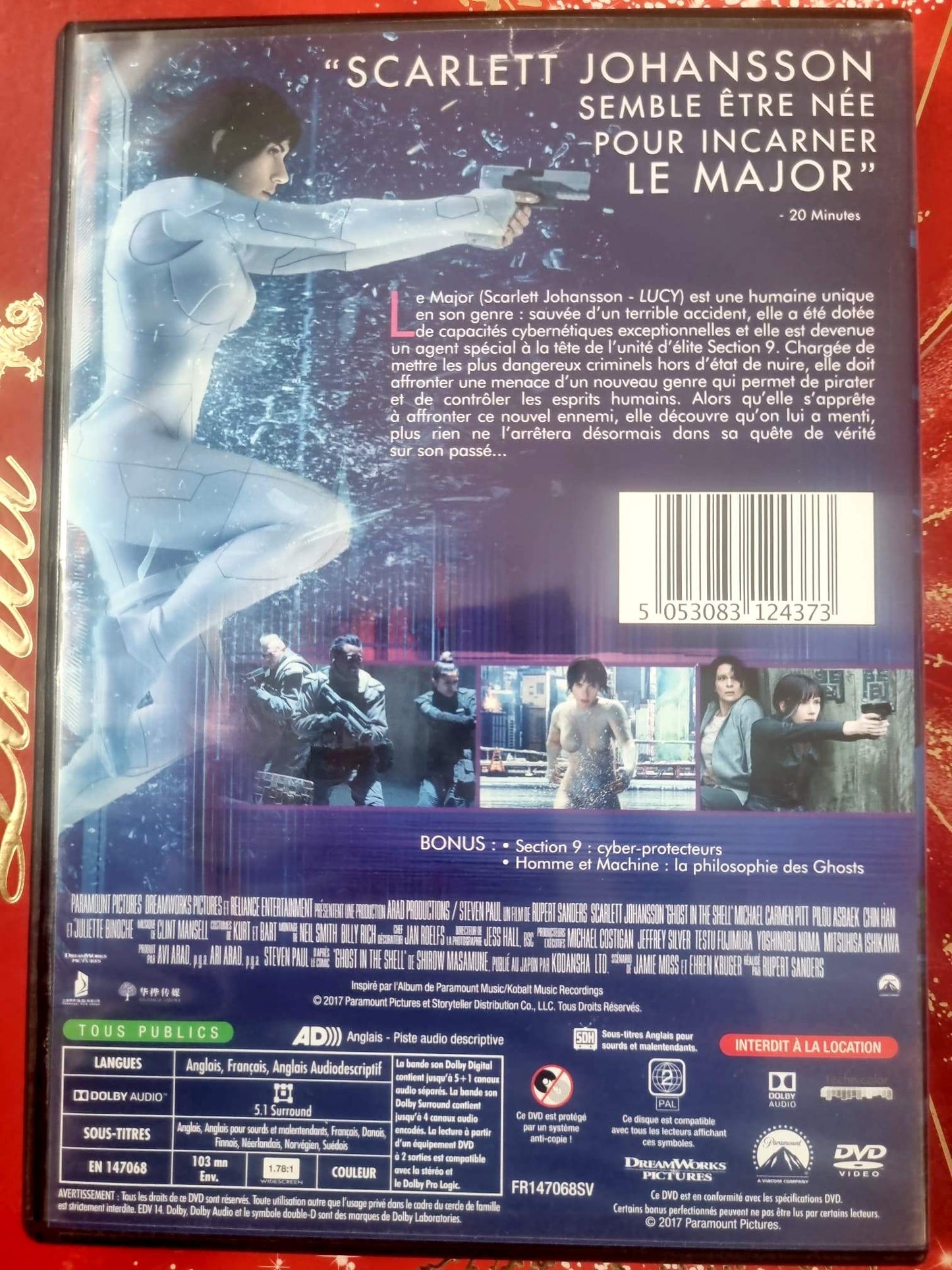 Ghost in the Shell DVD – Scarlett Johansson – Film Science-Fiction Action – Version Française – Zone 2 PAL