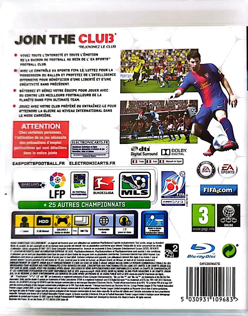 FIFA 13 PS3 PlayStation 3 Jeu Vidéo Football Lionel Messi Karim Benzema Version Française