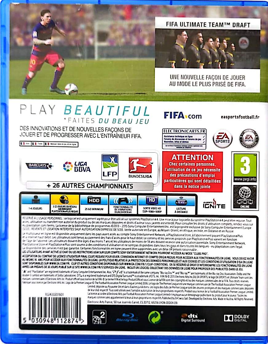 FIFA 16 PS4 PlayStation 4 Jeu Vidéo Football EA Sports – Version Française – FIFA Ultimate Team Draft