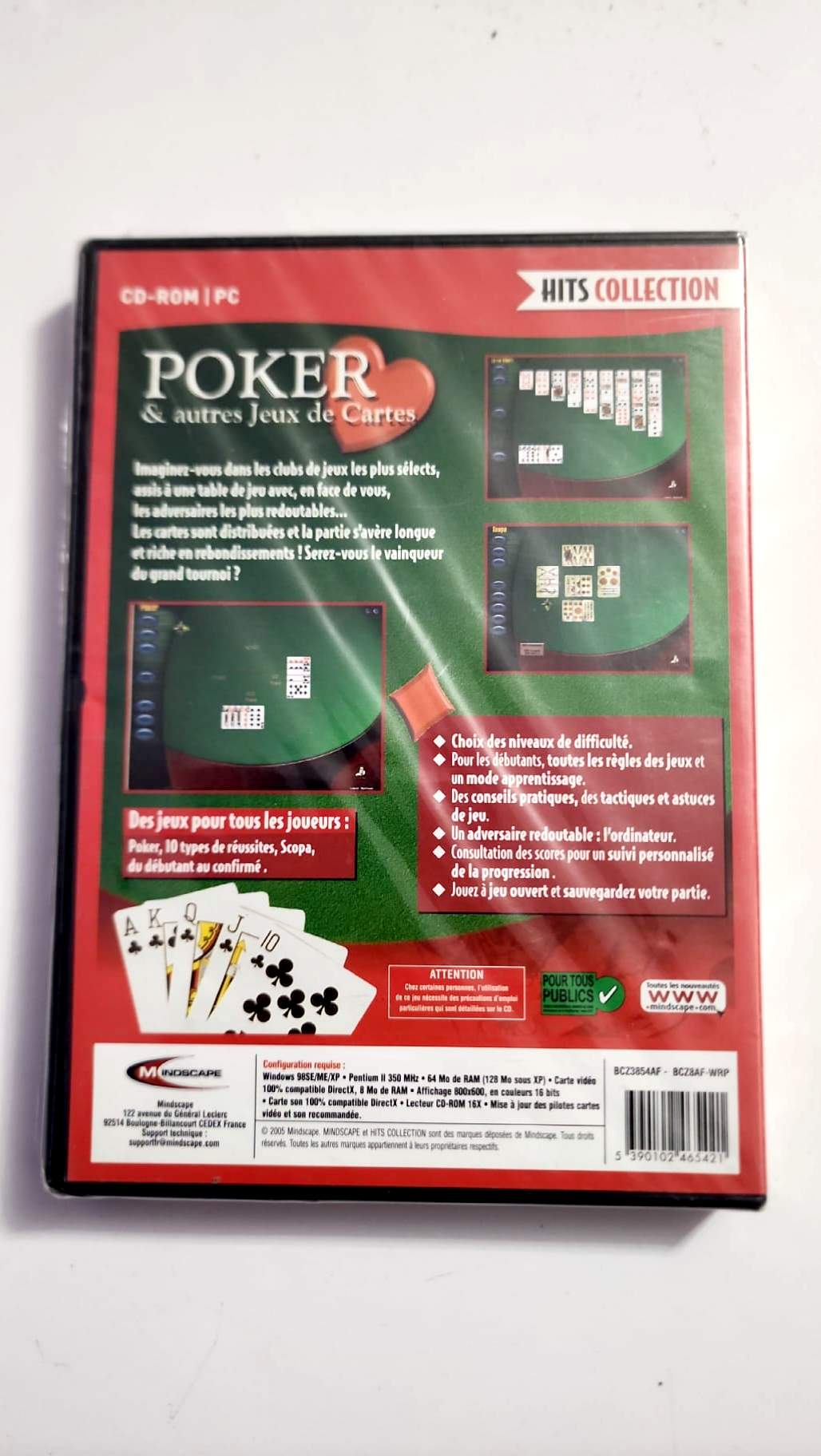 Poker & autres jeux de cartes – PC CD-ROM – Mindscape Hits Collection – Neuf