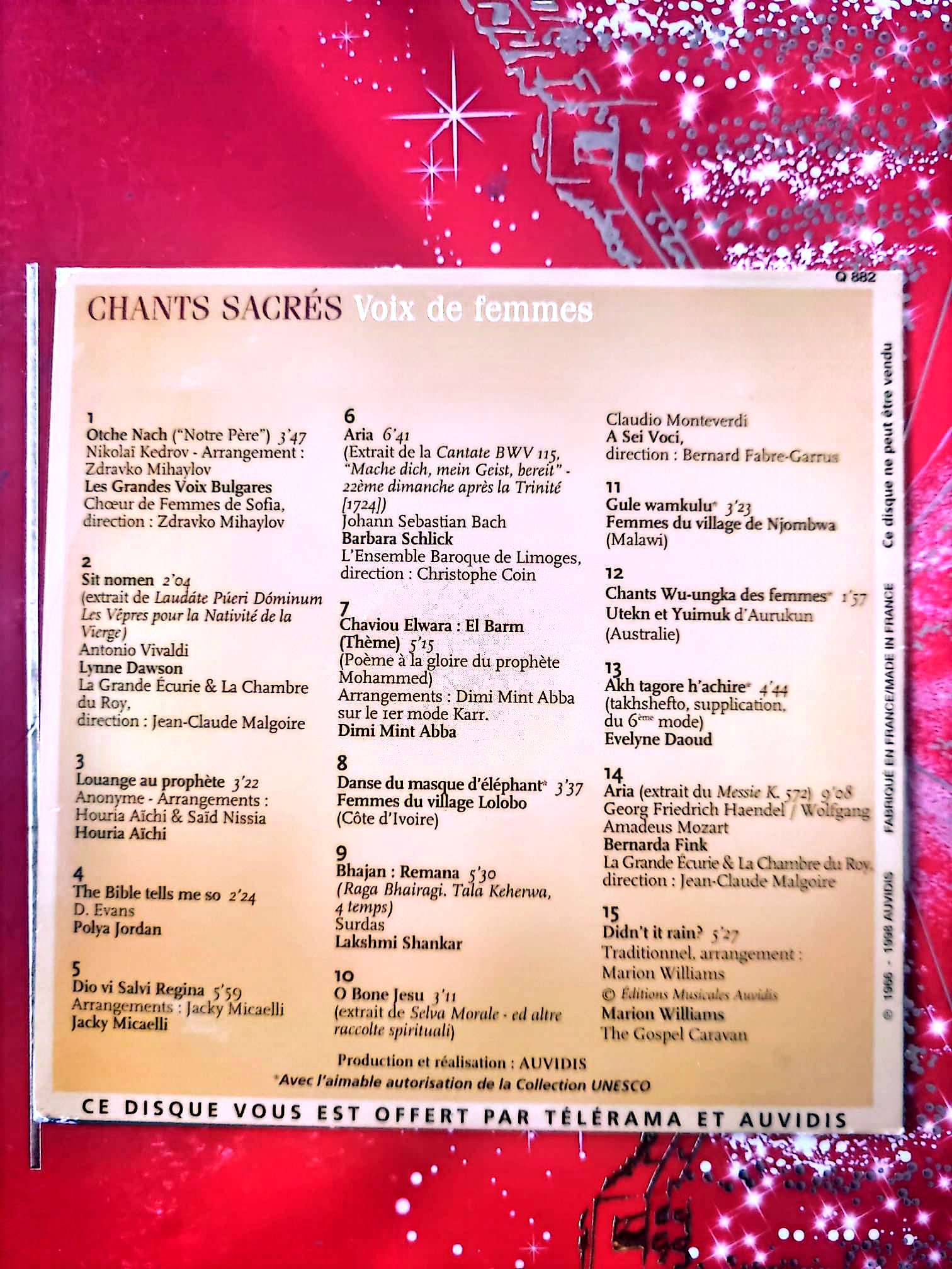 Chants Sacrés – Voix de femmes CD Musiques Spirituelles du Monde cd audio
