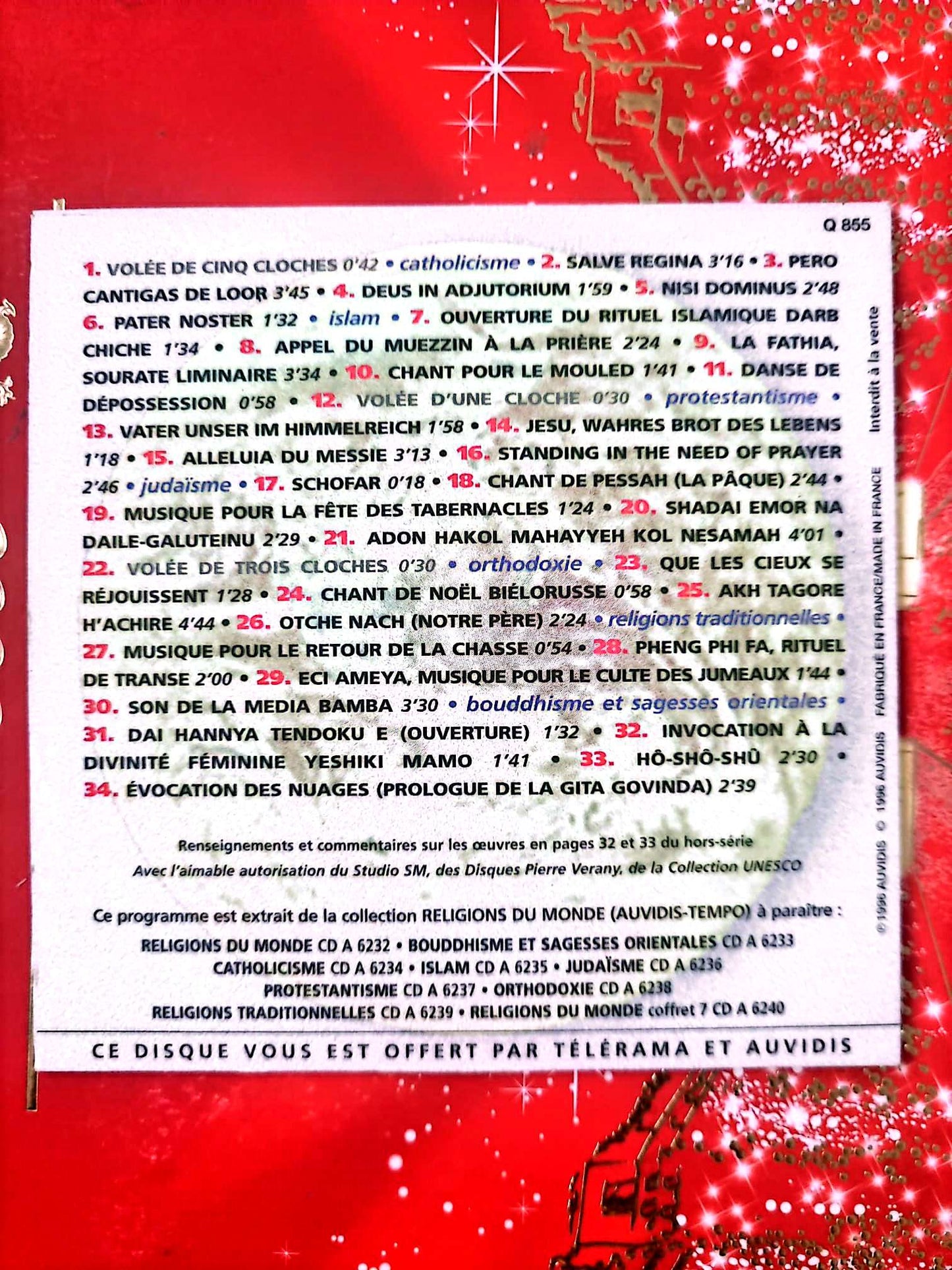 Religions – Musiques et Chants du Monde CD Compilation Spirituelle Complet cd audio
