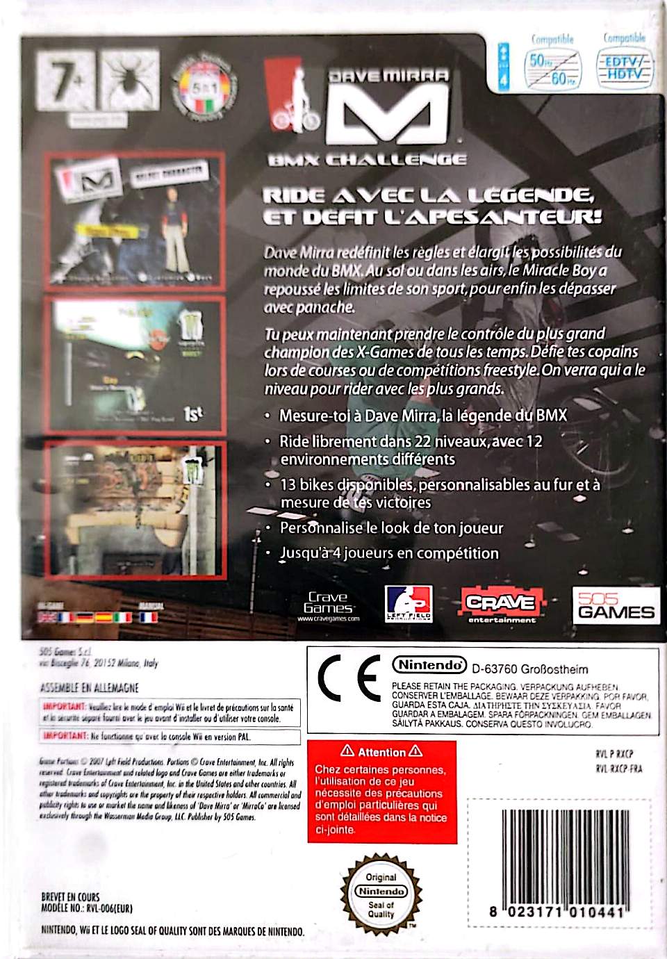 Dave Mirra BMX Challenge Wii – Jeu de Sport BMX Freestyle – Version Française PAL – Compatible Nintendo Wii