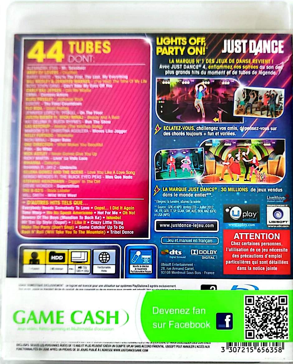 Just Dance 4 PS3 – Jeu de Danse Musical Ubisoft – Compatible PlayStation Move – Version Française PAL