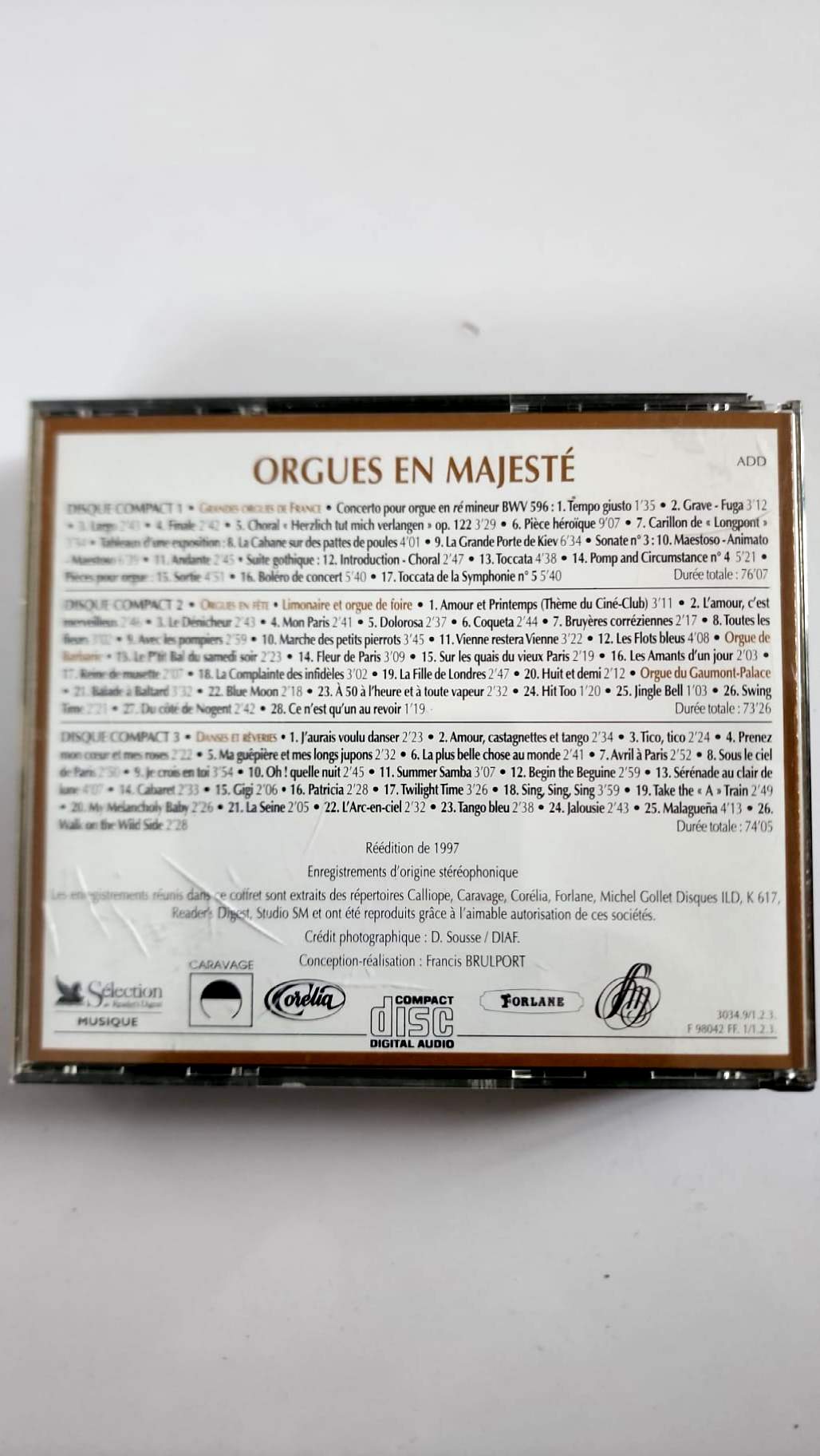 Orgues en majesté – Sélection du Reader’s Digest – Coffret incomplet, 2 CD – Bon état
