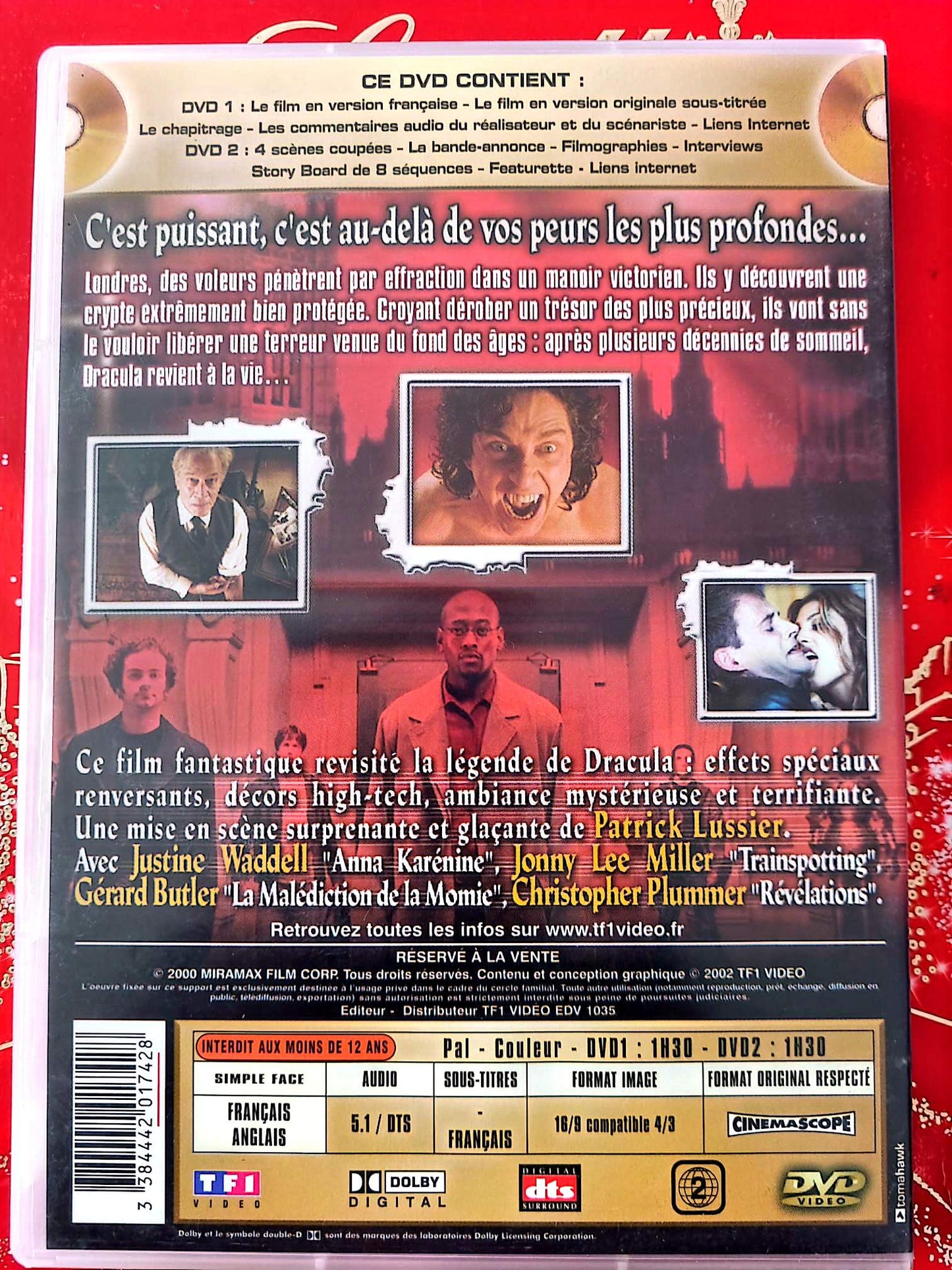 Dracula 2001 DVD Film Horreur Fantastique – Gérard Butler Jonny Lee Miller – Version Française + Anglais – TF1 Vidéo PAL –