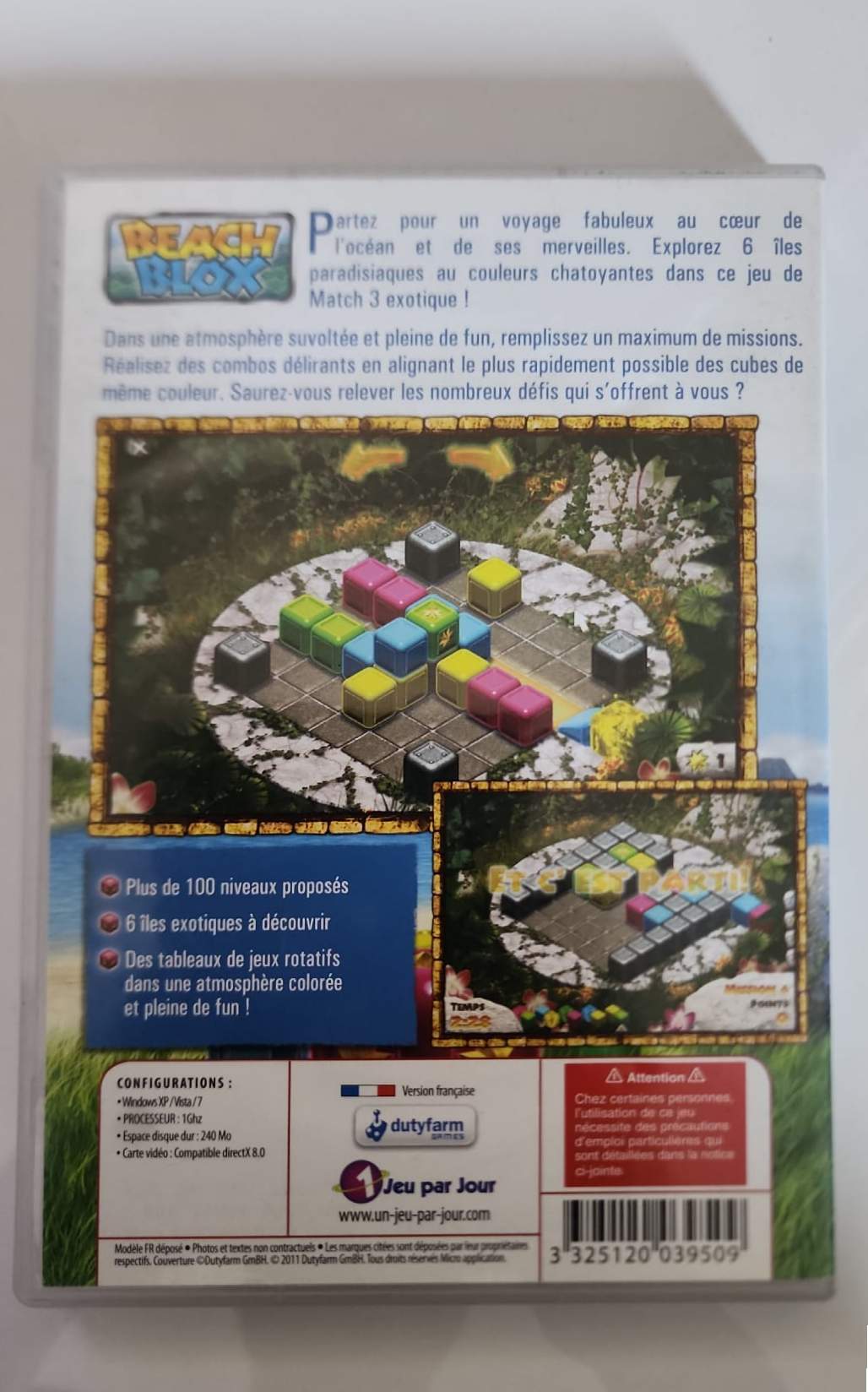 Beach Blox – Jeu PC CD-ROM – Puzzle Match 3 Tropical – Windows XP / Vista / 7