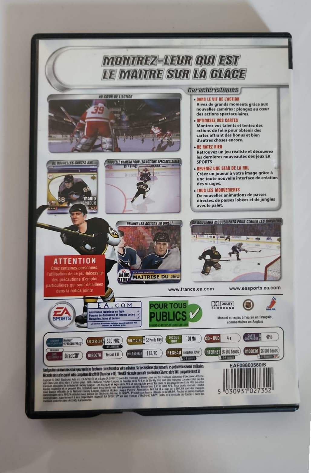 NHL 2002 – Jeu PC CD-ROM – Simulation Hockey sur Glace – EA Sports – Windows