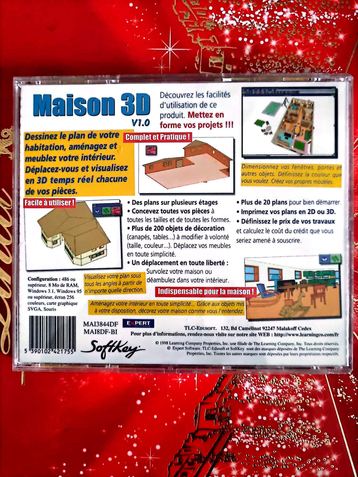 Maison 3D v1.0 – Logiciel PC CD-ROM – Architecture & Aménagement – Windows 95 / 3.1 – Occasion