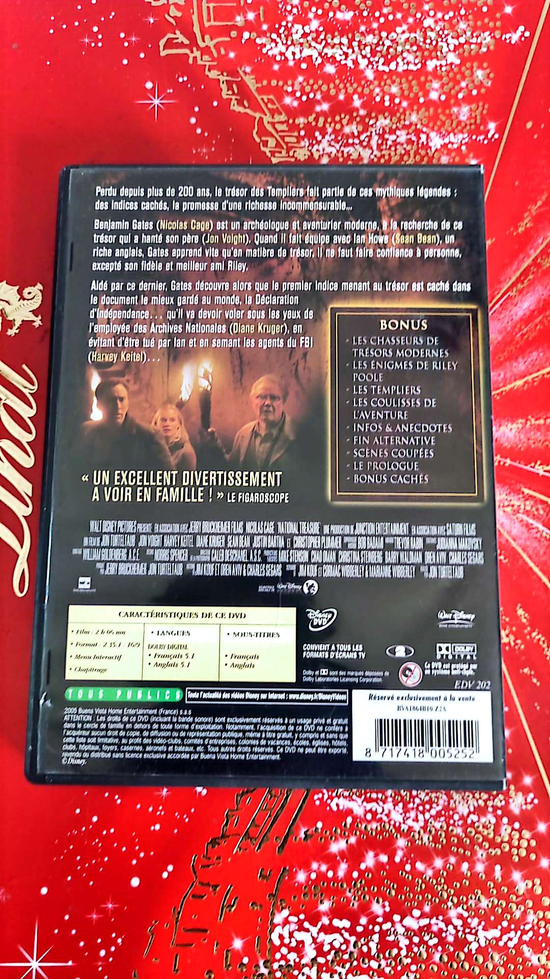 DVD benjamin gates et le trésor des templiers