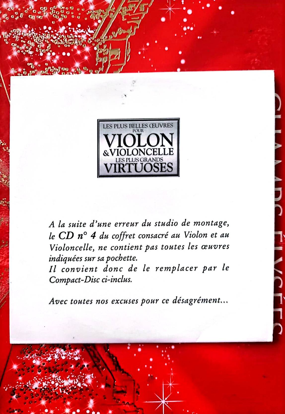 Les Plus Belles Œuvres pour Violon & Violoncelle – CD Classique – Volume 4 cd audio