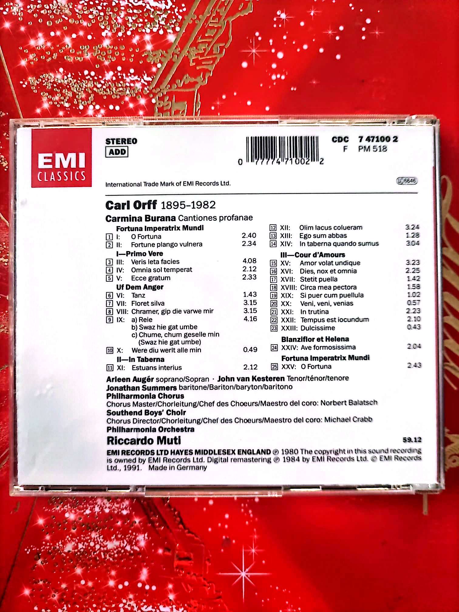 Carl Orff – Carmina Burana – CD Musique Classique cd audio