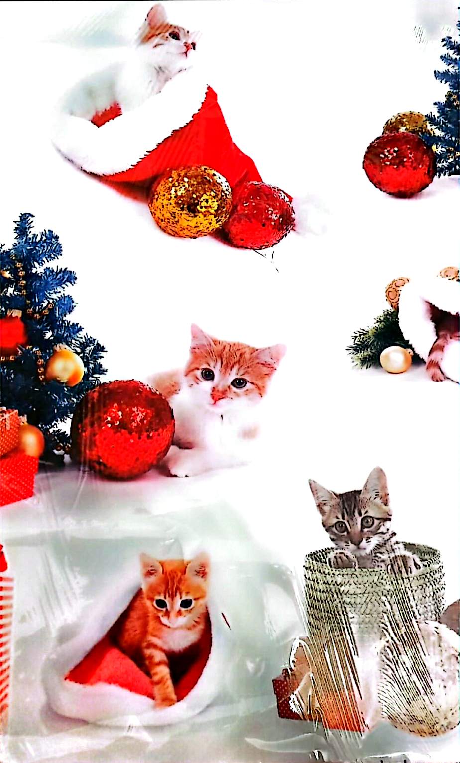 Stickers Muraux Chats Noël – Planche Autocollants Décoratifs – Grand Format 90x60 cm – Neuf