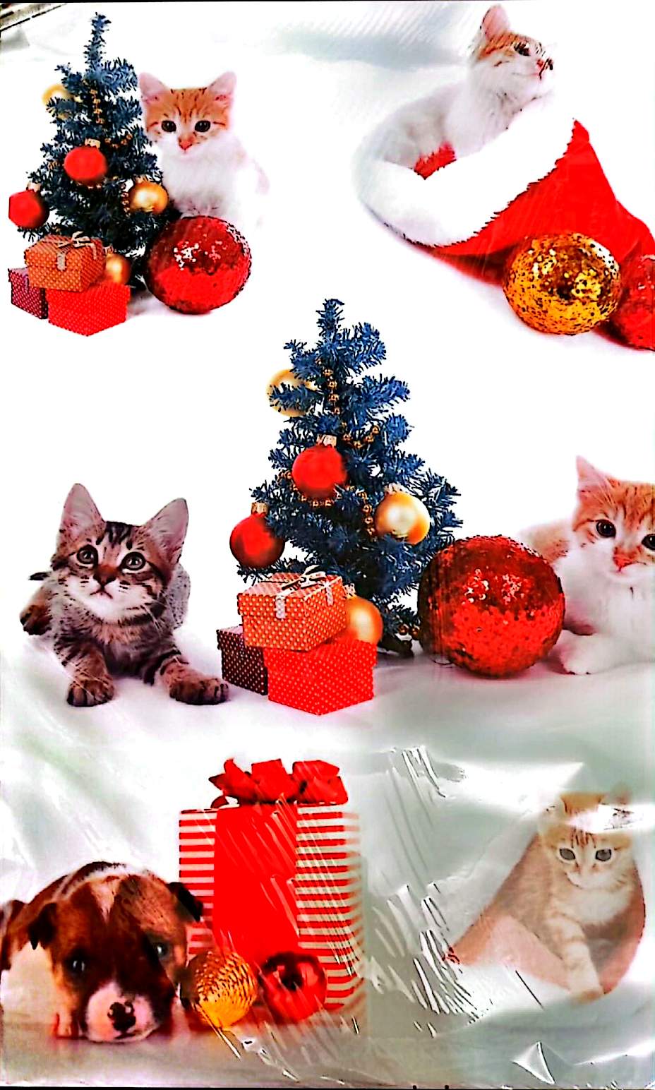 Stickers Muraux Chats Noël – Planche Autocollants Décoratifs – Grand Format 90x60 cm – Neuf