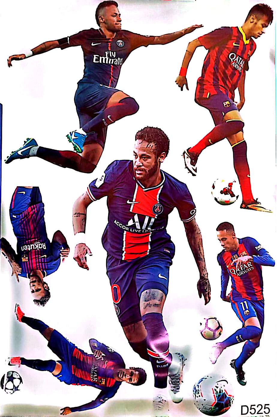 Stickers Muraux Football – Joueur Attaquant – Lot de 6 à 7 Autocollants – Grand Format 90x60 cm – Neuf