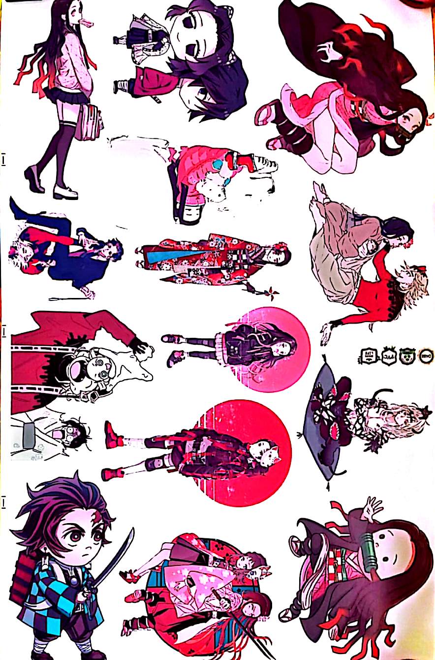 Stickers Muraux Style Manga – Lot de 14 Autocollants – Décoration Murale – Grand Format 90x60 cm