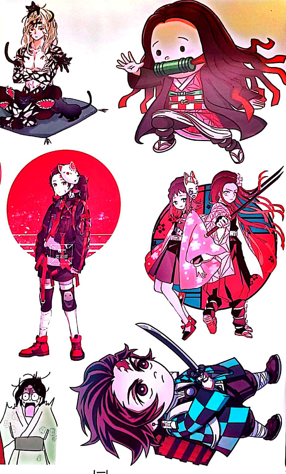 Stickers Muraux Style Manga – Lot de 14 Autocollants – Décoration Murale – Grand Format 90x60 cm