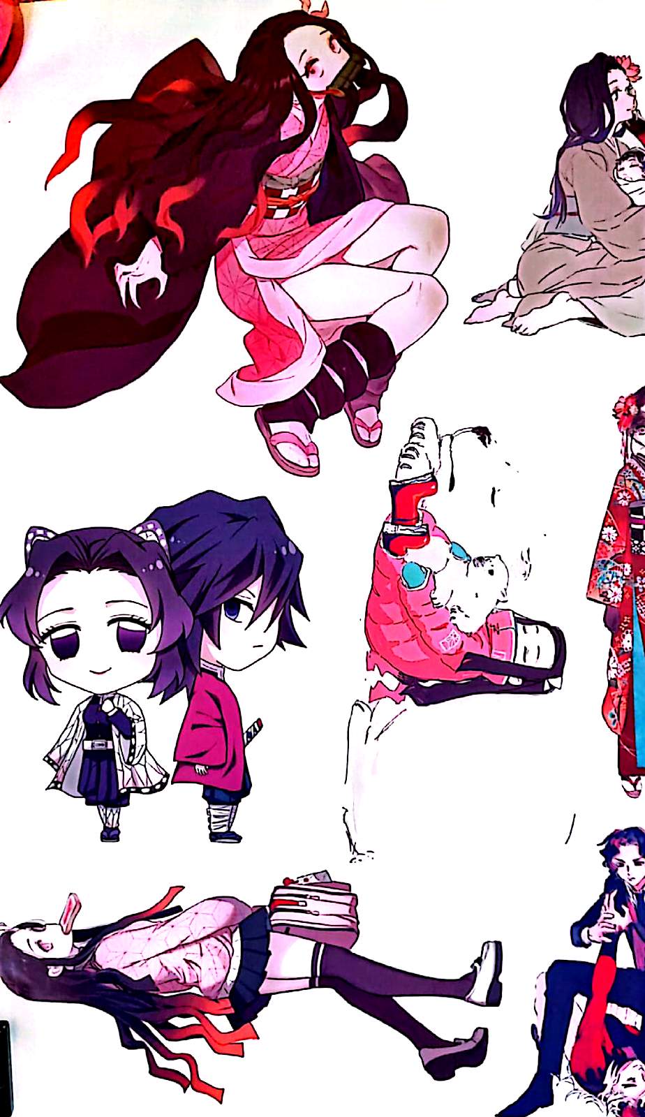 Stickers Muraux Style Manga – Lot de 14 Autocollants – Décoration Murale – Grand Format 90x60 cm