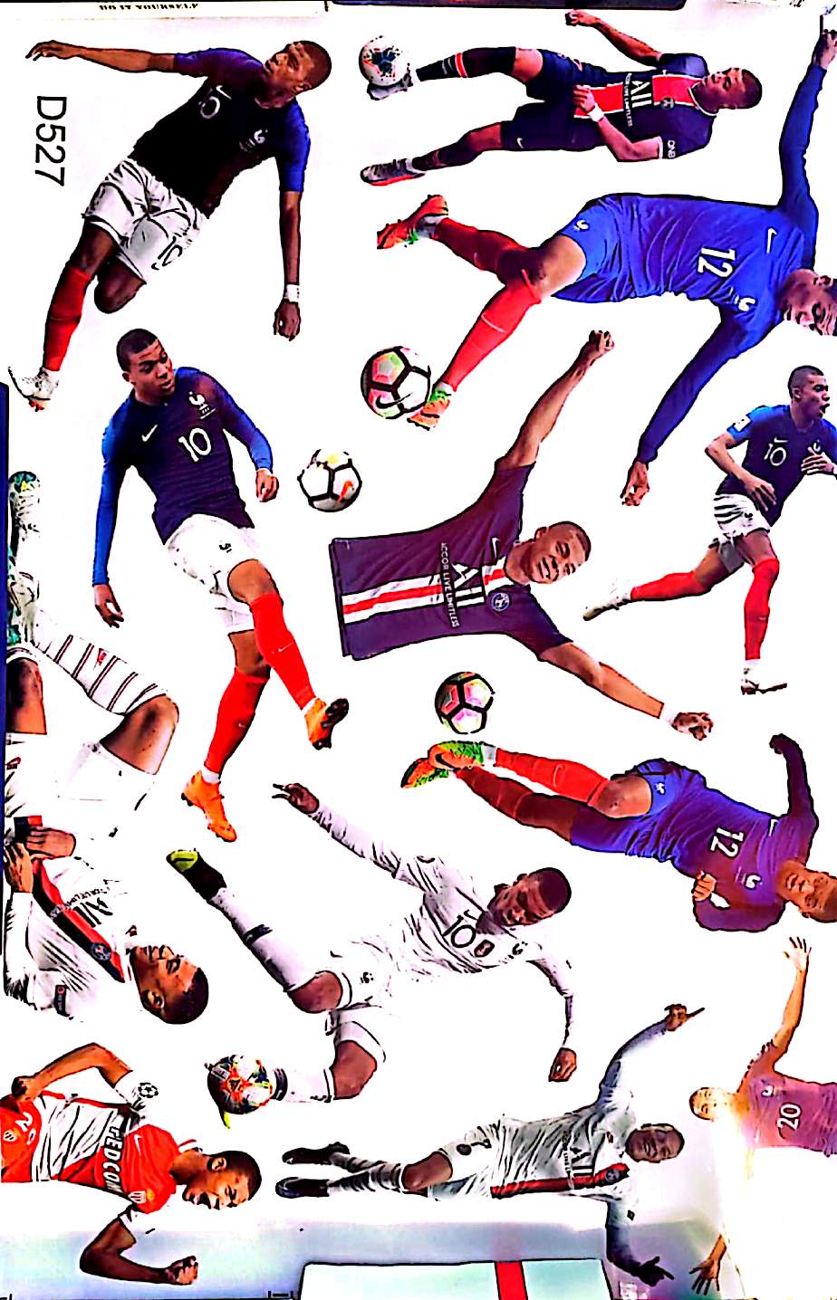 Stickers Muraux Football – Joueur en Action – Lot de 12 Autocollants – Décoration Murale – Grand Format 90x60 cm