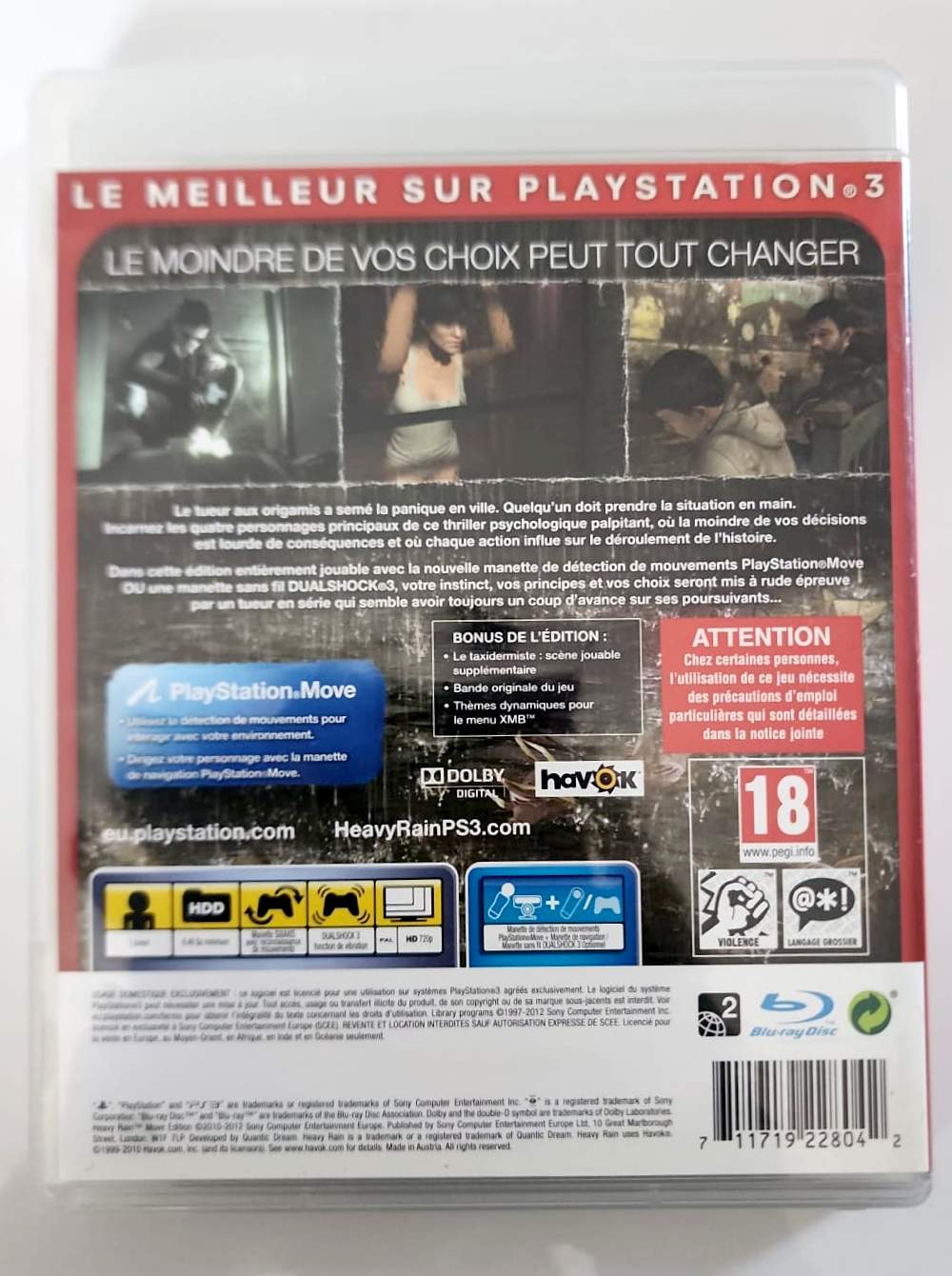 Heavy Rain Move Edition – Jeu PS3 Occasion – Thriller Interactif – Version Française