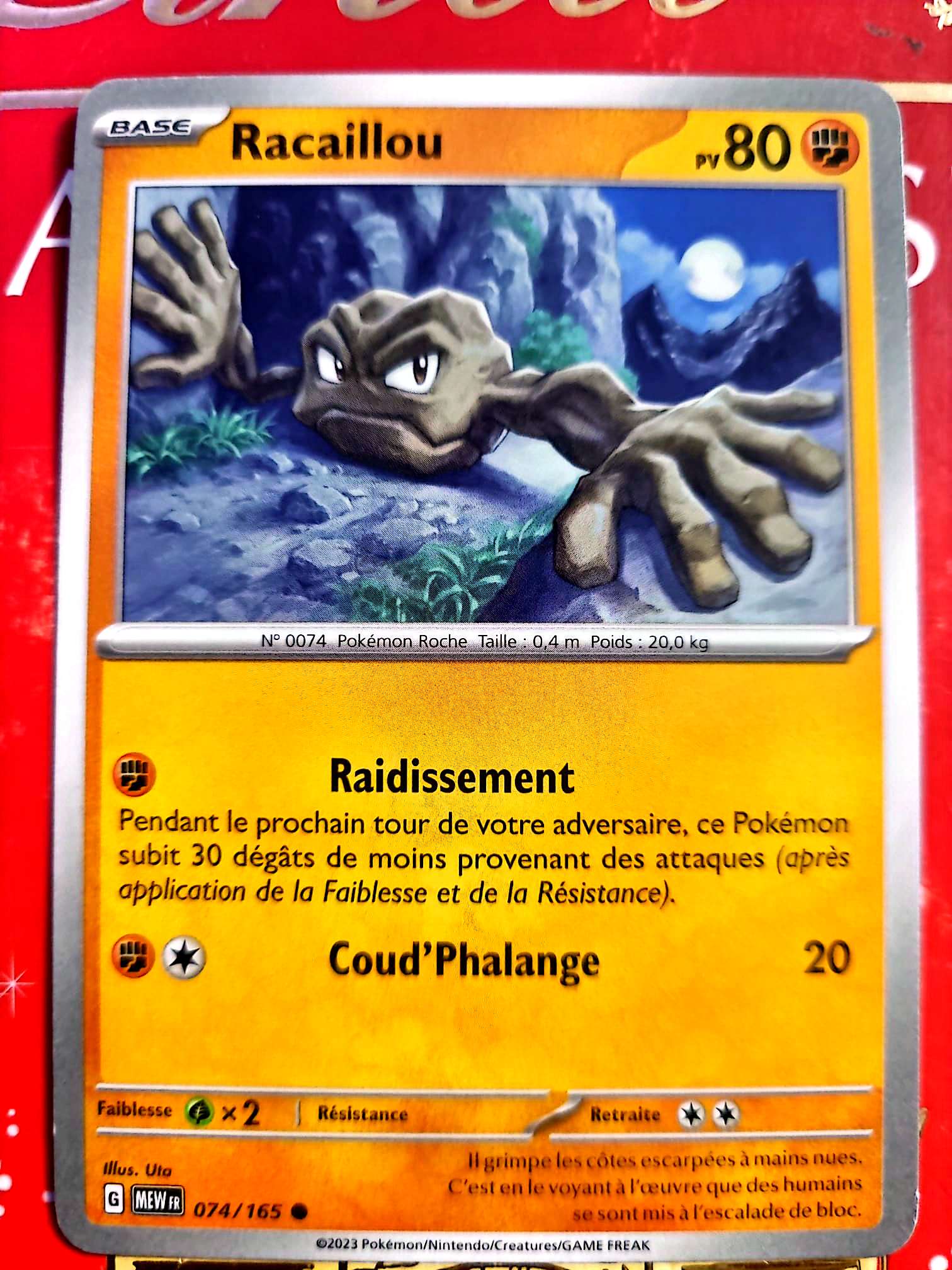 Carte Pokémon Racaillou 074/165 – Écarlate et Violet – Carte Officielle Française carte pokemon