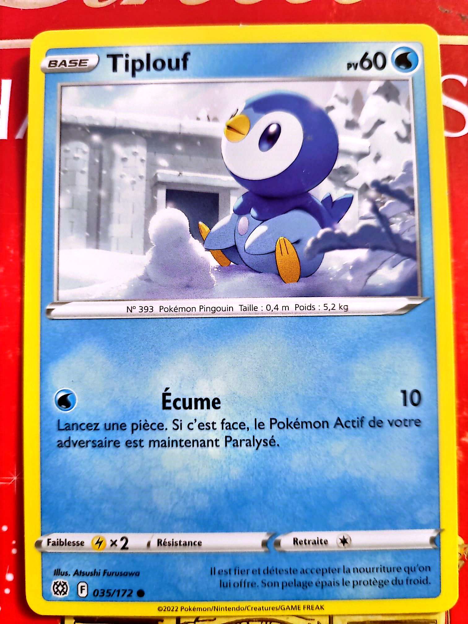 Carte Pokémon Tiplouf 035/172 – Épée et Bouclier – Carte Officielle Française carte pokemon